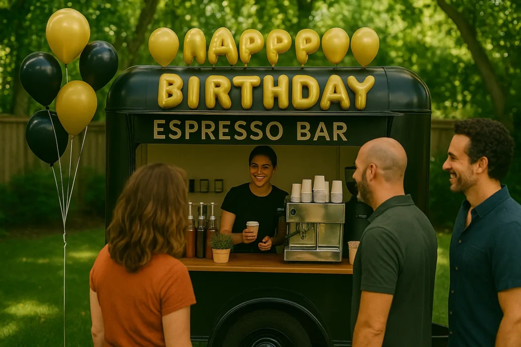 birthday party mobile espresso bar with Hangover Coffee